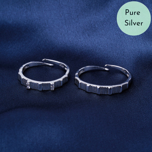 Pure 925 Silver Adjustable Size Couple Rings