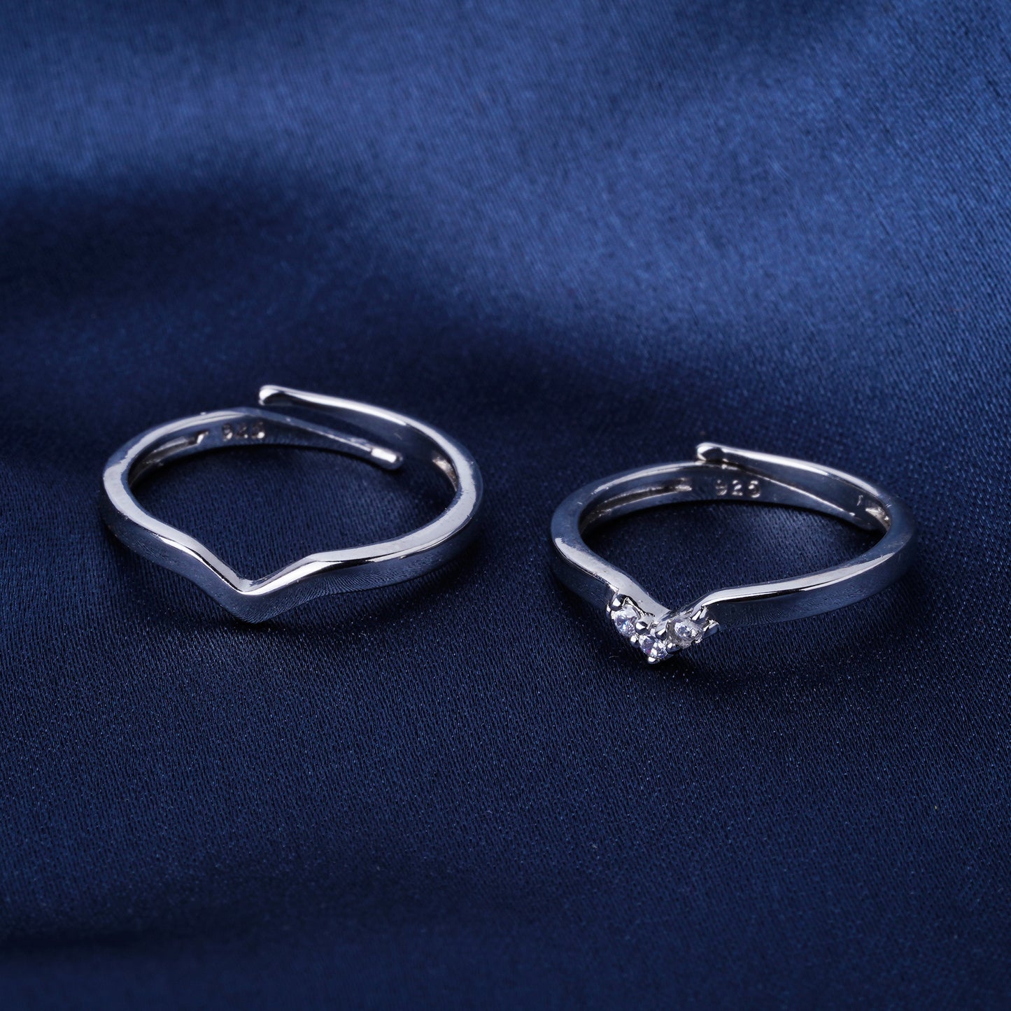 Pure 925 Silver Adjustable Size Couple Rings