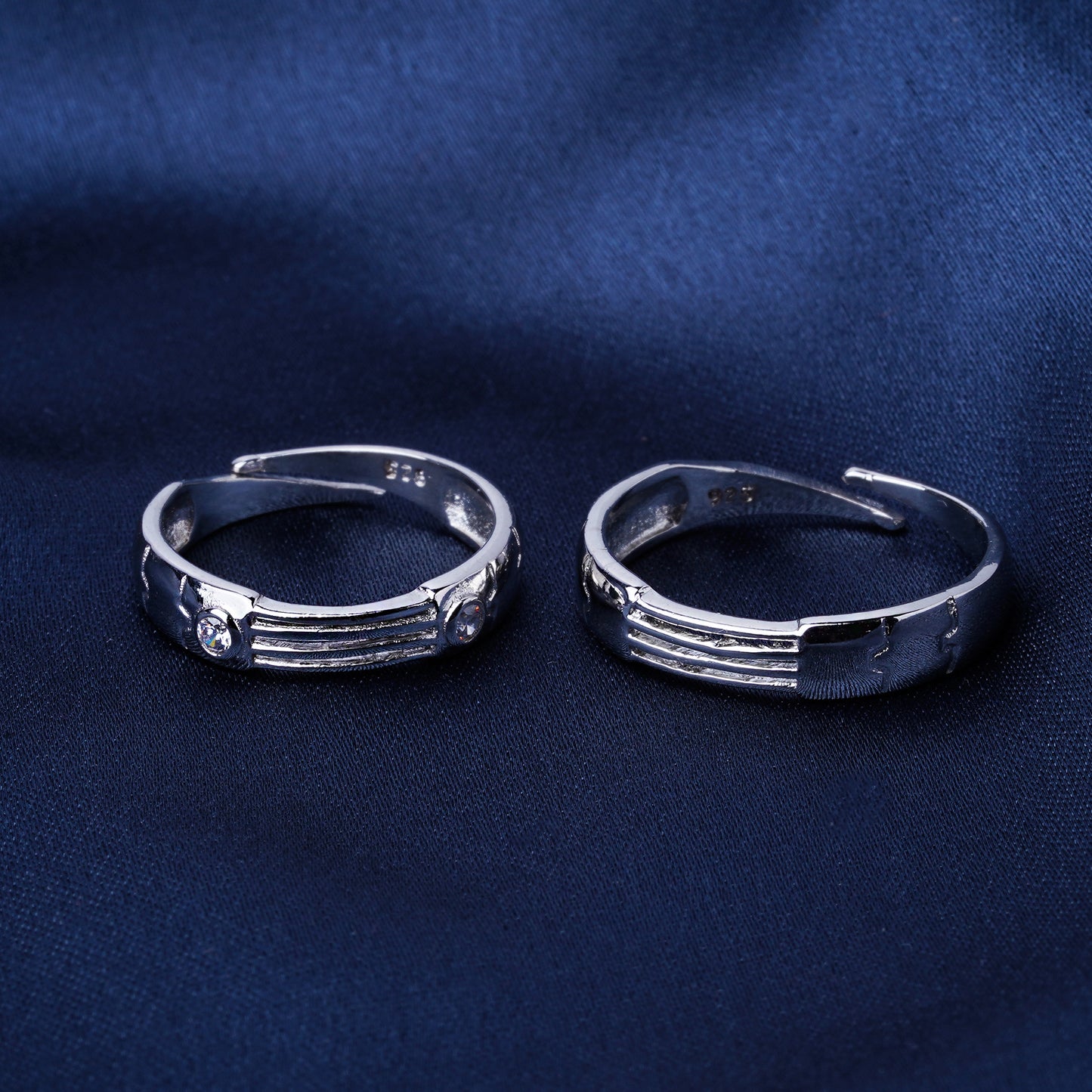 Pure 925 Silver Adjustable Size Couple Rings