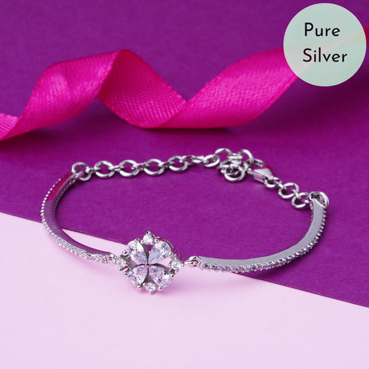 Pure 925 Silver Bracelet Adjustable Size for Women & Girls