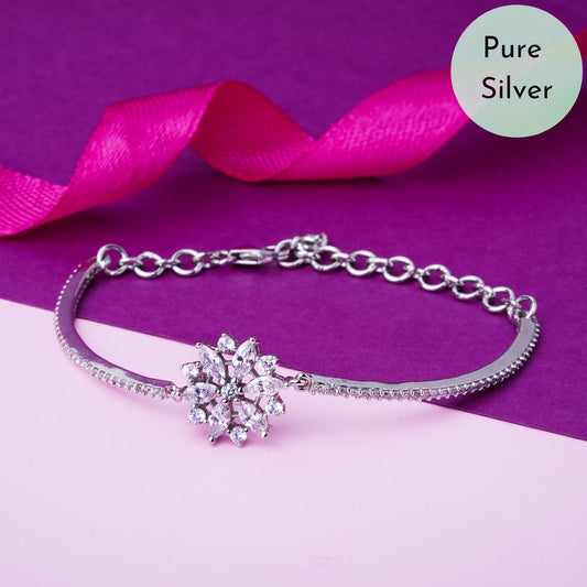 Pure 925 Silver Bracelet Adjustable Size for Women & Girls