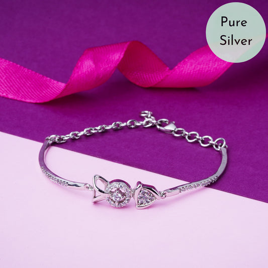 Pure 925 Silver Bracelet Adjustable Size for Women & Girls