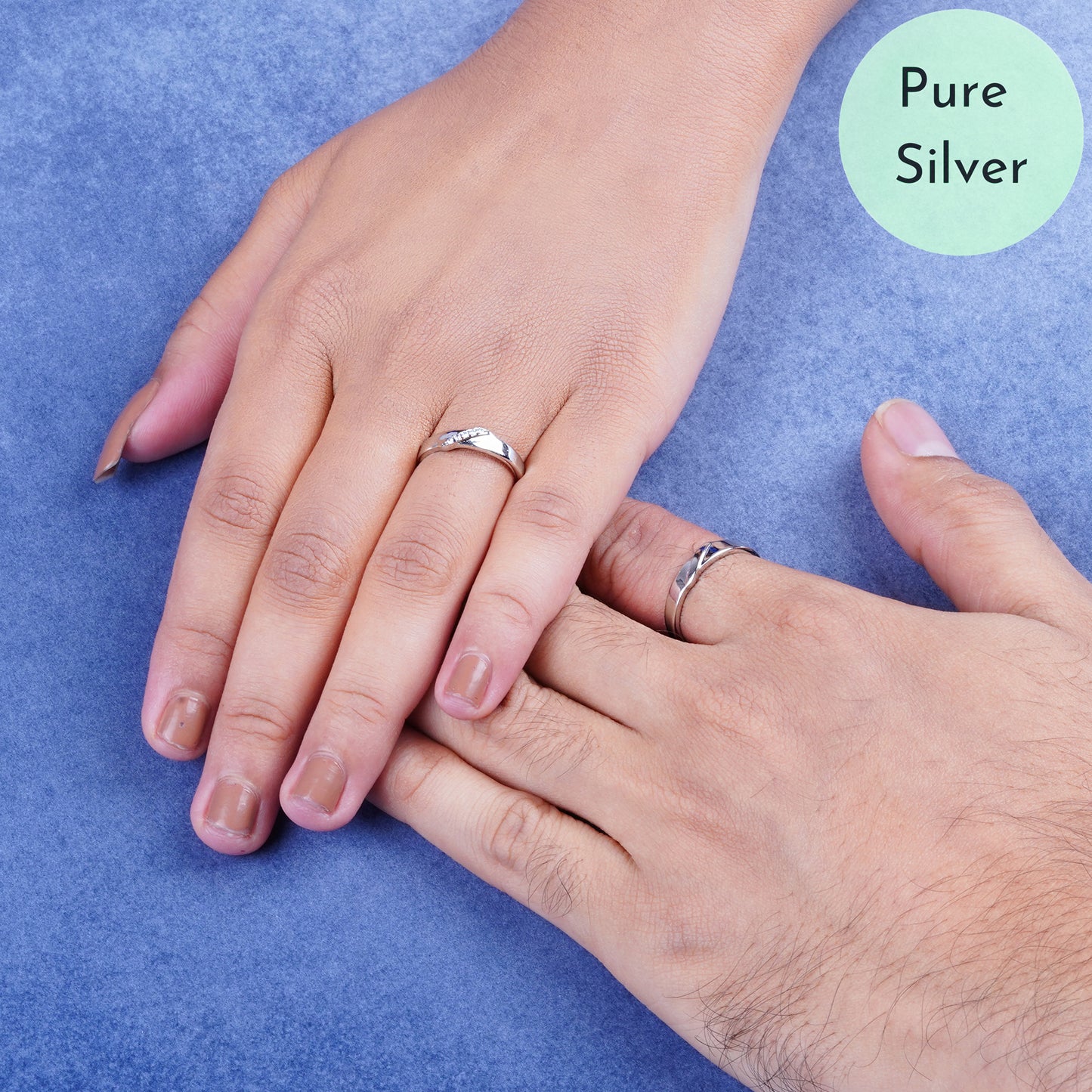 Pure 925 Silver Adjustable Size Couple Rings