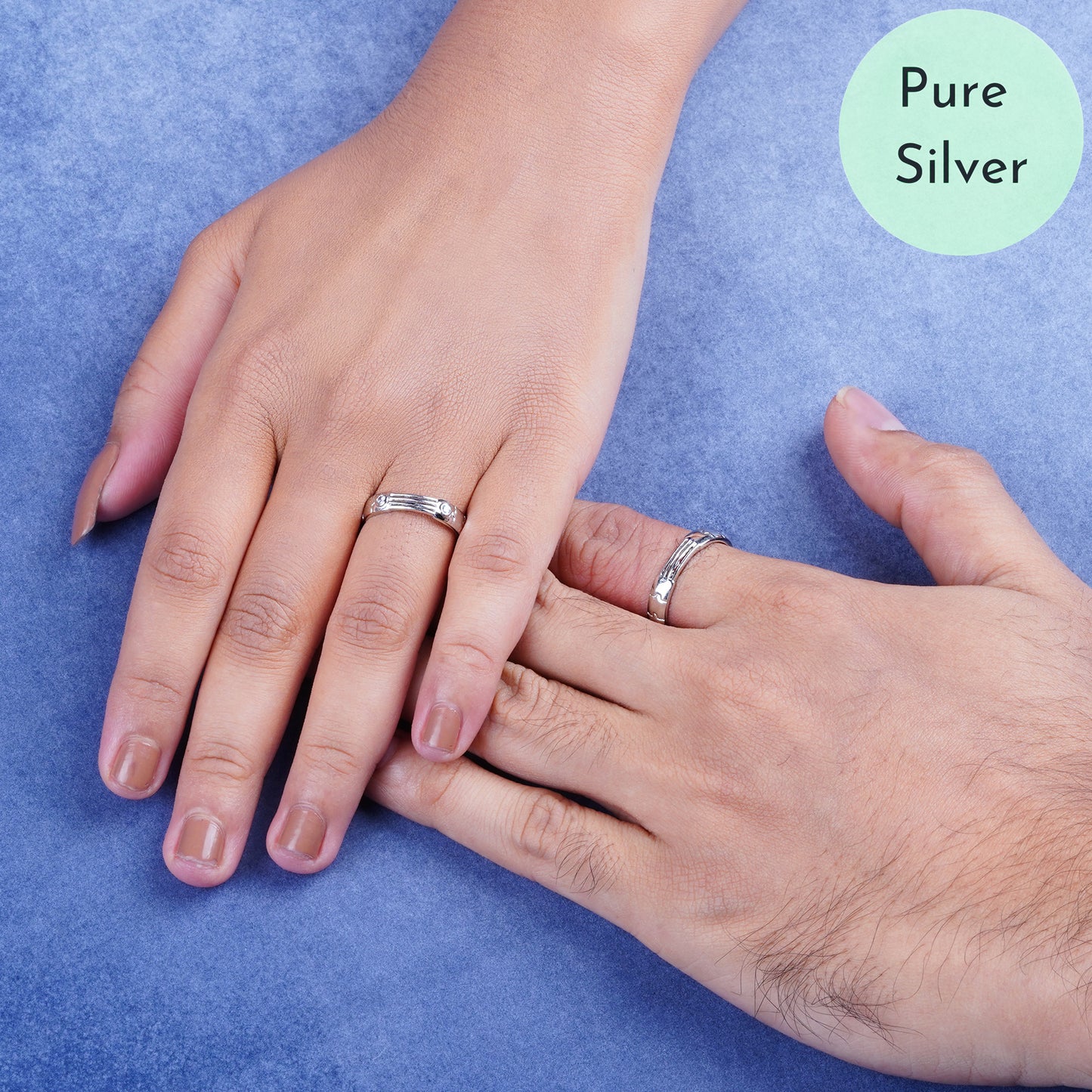 Pure 925 Silver Adjustable Size Couple Rings