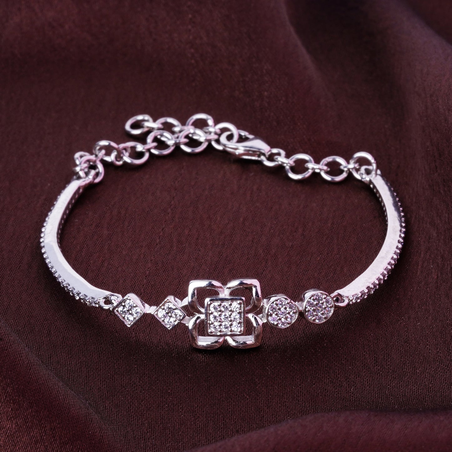 Pure 925 Silver Bracelet Adjustable Size for Women & Girls