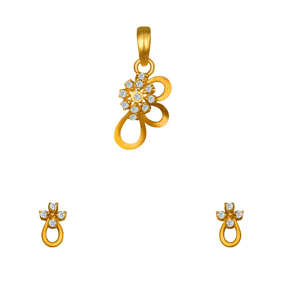 Pure 925 Sterling Silver Pendant With Studs (Earring) Jewellery Set for Women & Girls (GOLD)