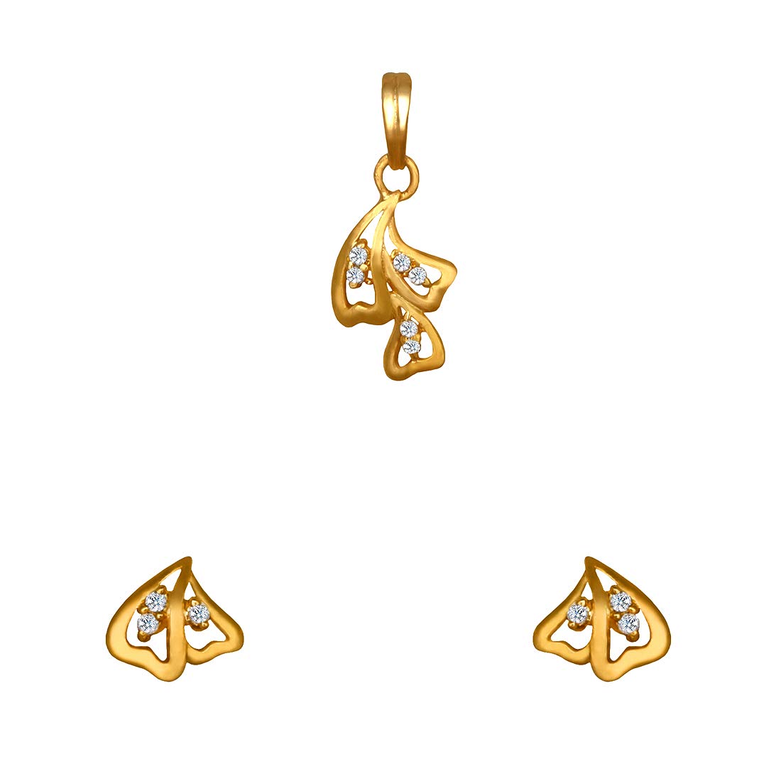 Pure 925 Sterling Silver Pendant With Studs (Earring) Jewellery Set for Women & Girls (GOLD)