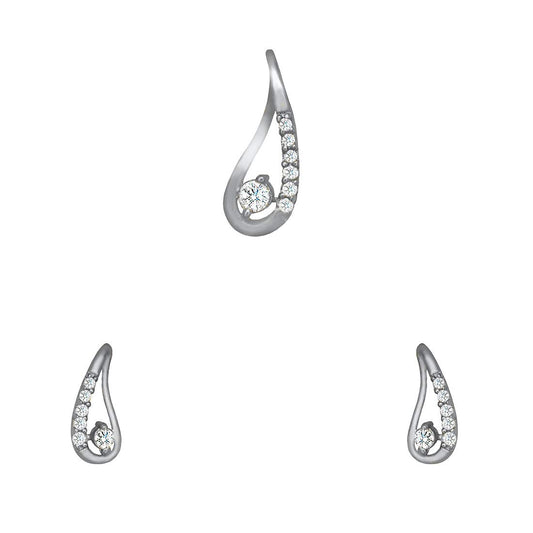 Pure 925 Sterling Silver Pendant With Studs (Earring) Jewellery Set for Women & Girls (SILVER RHODIUM)