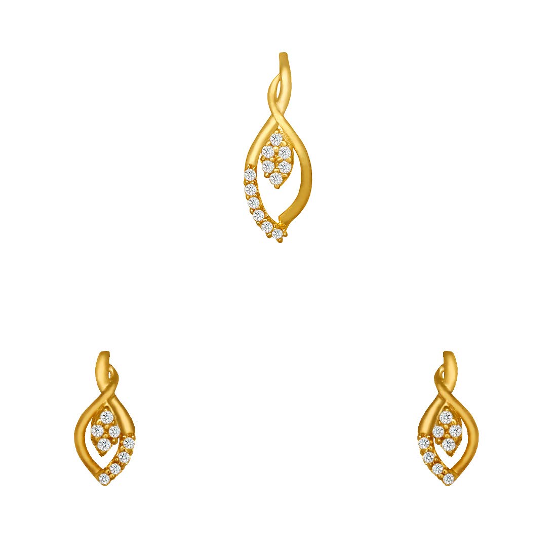 Pure 925 Sterling Silver Pendant With Studs (Earring) Jewellery Set for Women & Girls (GOLD)