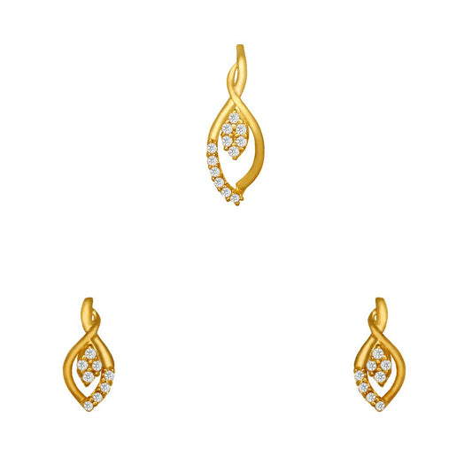 Pure 925 Sterling Silver Pendant With Studs (Earring) Jewellery Set for Women & Girls (GOLD)