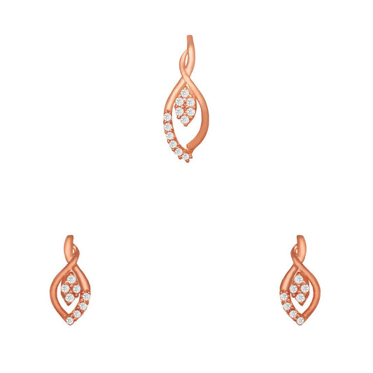 Pure 925 Sterling Silver Pendant With Studs (Earring) Jewellery Set for Women & Girls (ROSE GOLD)