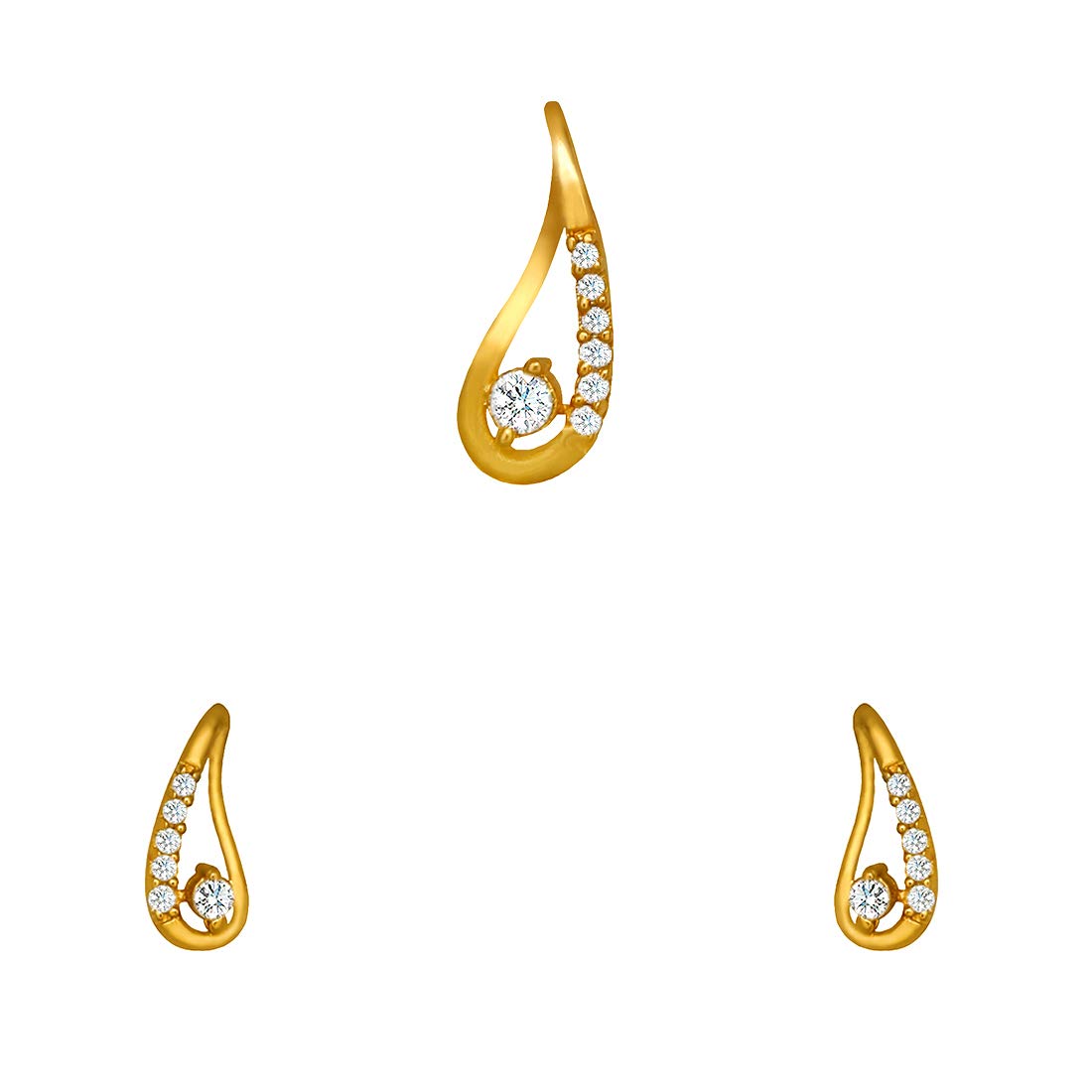 Pure 925 Sterling Silver Pendant With Studs (Earring) Jewellery Set for Women & Girls (GOLD)