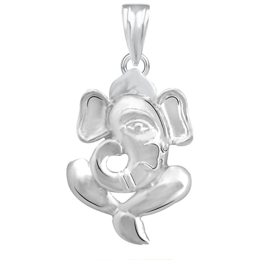 Pure 925 Sterling Silver Ganesha Ganpati Locket In CZ God Pendant For Man & Women Pendent