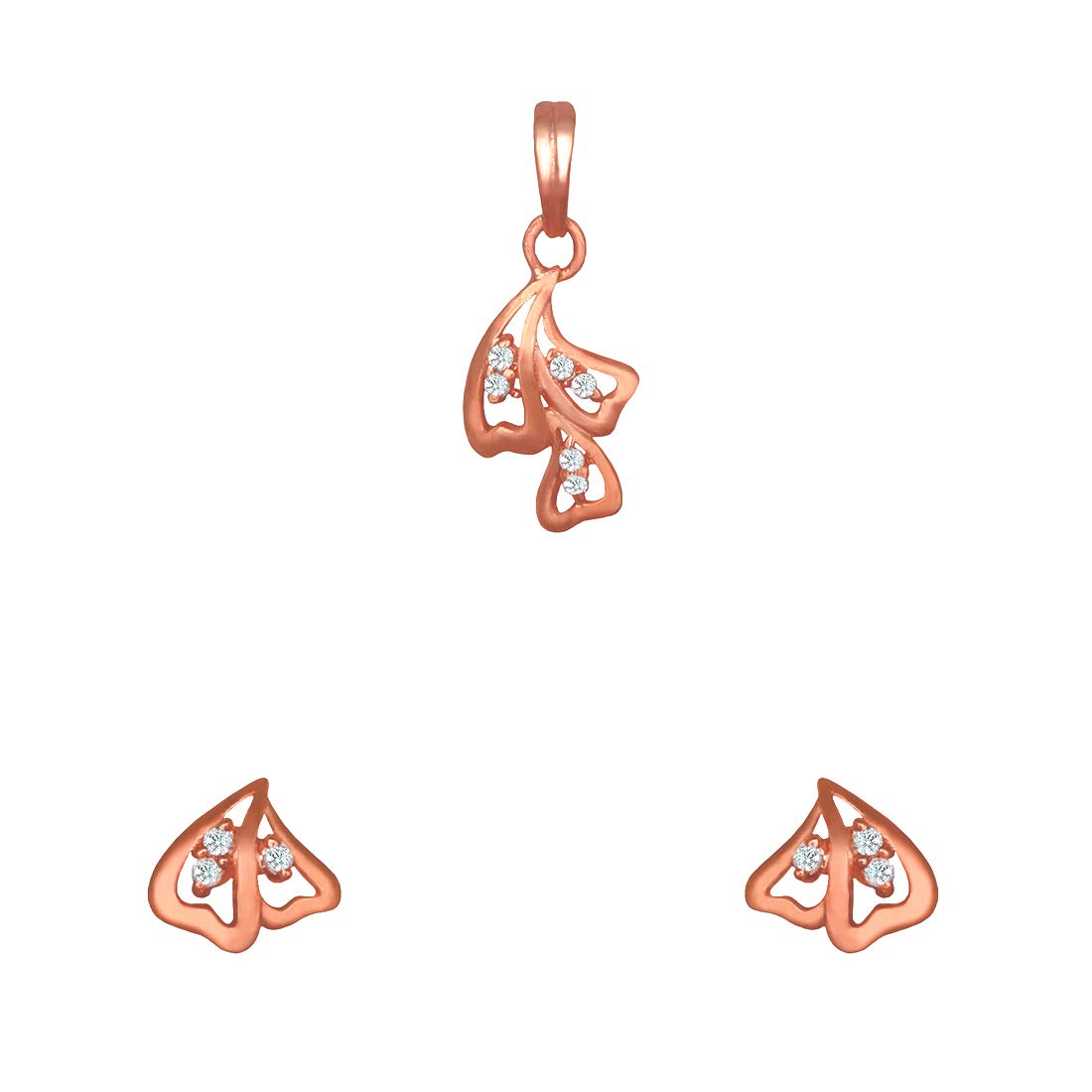 Pure 925 Sterling Silver Pendant With Studs (Earring) Jewellery Set for Women & Girls (ROSE GOLD)