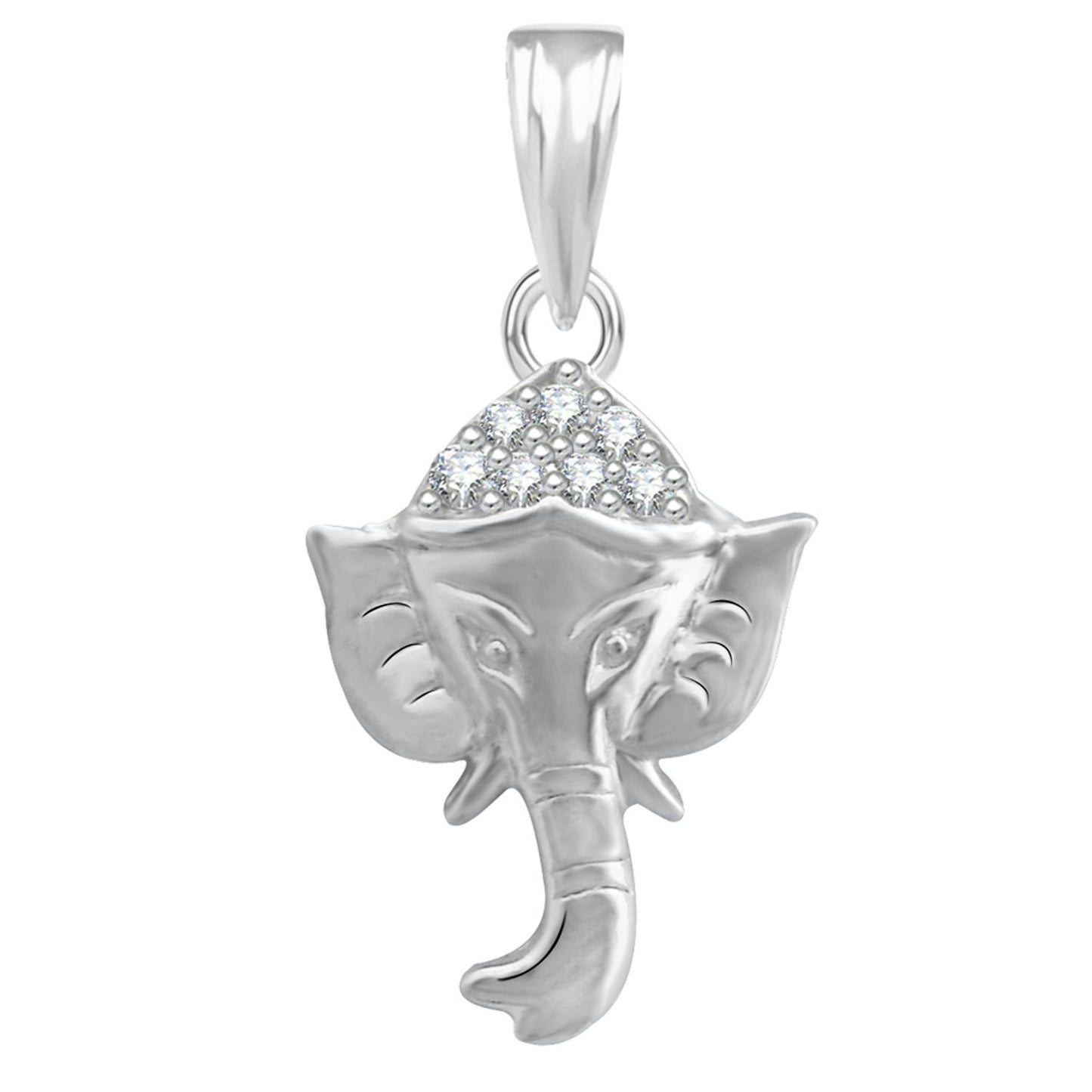 Pure 925 Sterling Silver Ganesha Ganpati Locket In CZ God Pendant For Man & Women Pendent