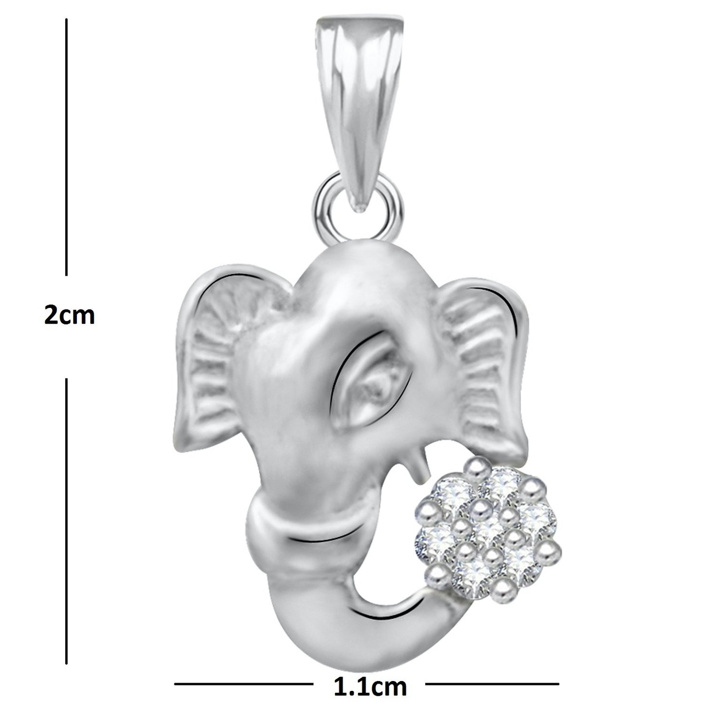 Pure 925 Sterling Silver Ganesha Ganpati Locket CZ God Pendant For Man & Women Pendent