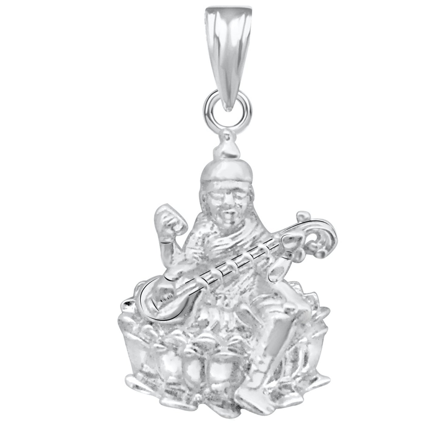 Pure 925 Sterling Silver Goddess Saraswati In God Pendant For Man Woman Boys Girls