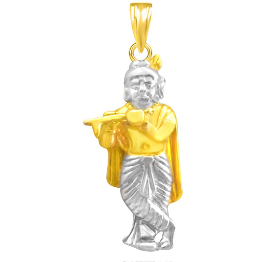 Pure 925 Sterling Silver Lord Jai Shri Krishna With Flute Locket In Bhagwan God Pendant Man & Women Pendent