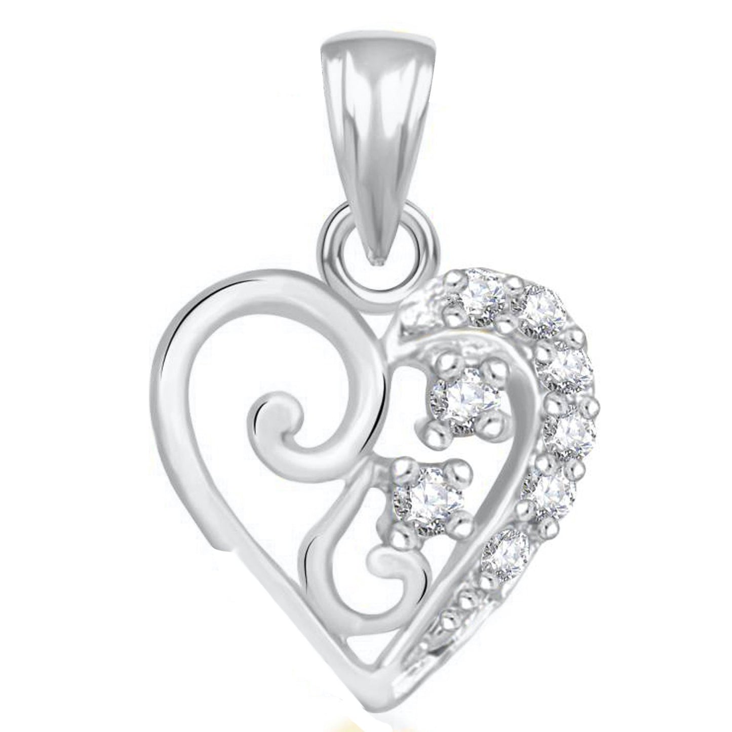 Pure 925 Sterling Silver Pendent Valentine Heart Shape In CZ Pendant Locket For Women, Girls & Baby Girls