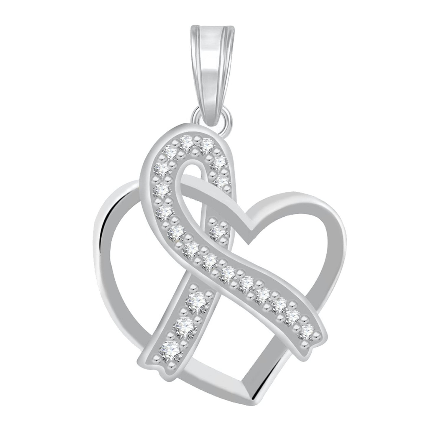 Pure 925 Sterling Silver Pendent Tie The Knot Valentine Heart Shape CZ Pendant Locket Gift For Women, Girls & Baby Girls