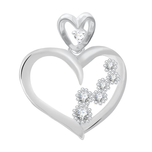 Pure 925 Sterling Silver Pendent Design In Valentine Heart Shape CZ Pendant Locket Gift For Women, Girls & Baby Girls