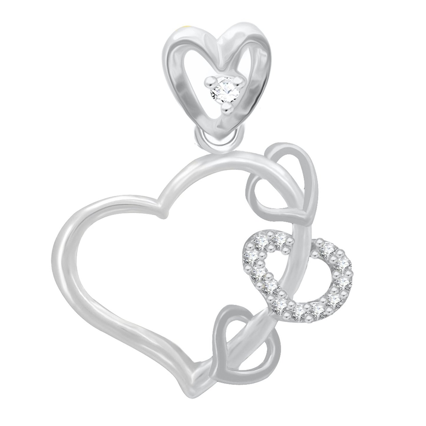 Pure 925 Sterling Silver Pendent Hearts In Valentine Heart Shape CZ Pendant Locket Gift For Women, Girls & Baby Girls