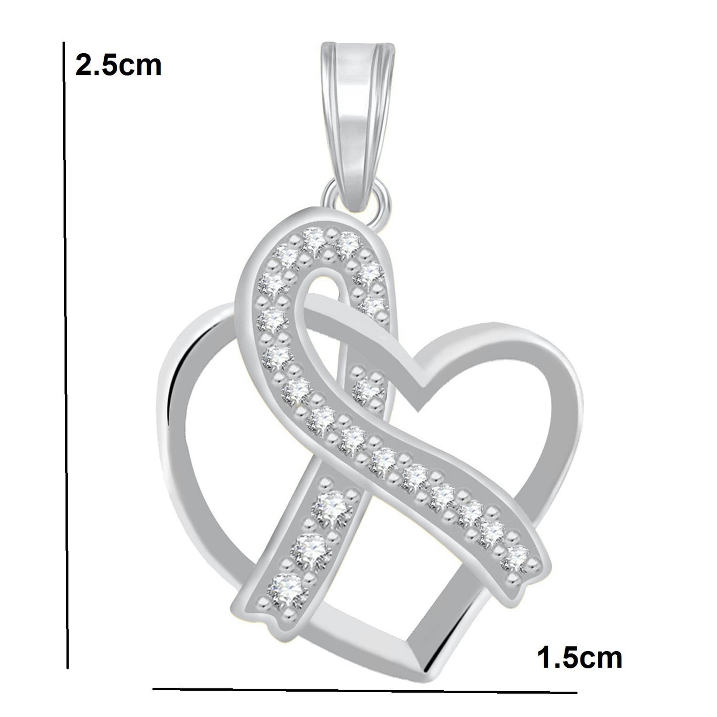 Pure 925 Sterling Silver Pendent Tie The Knot Valentine Heart Shape CZ Pendant Locket Gift For Women, Girls & Baby Girls