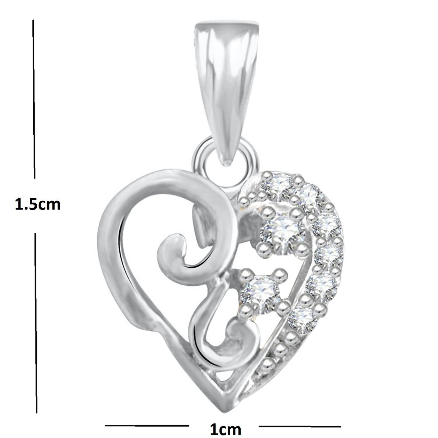 Pure 925 Sterling Silver Pendent Valentine Heart Shape In CZ Pendant Locket For Women, Girls & Baby Girls