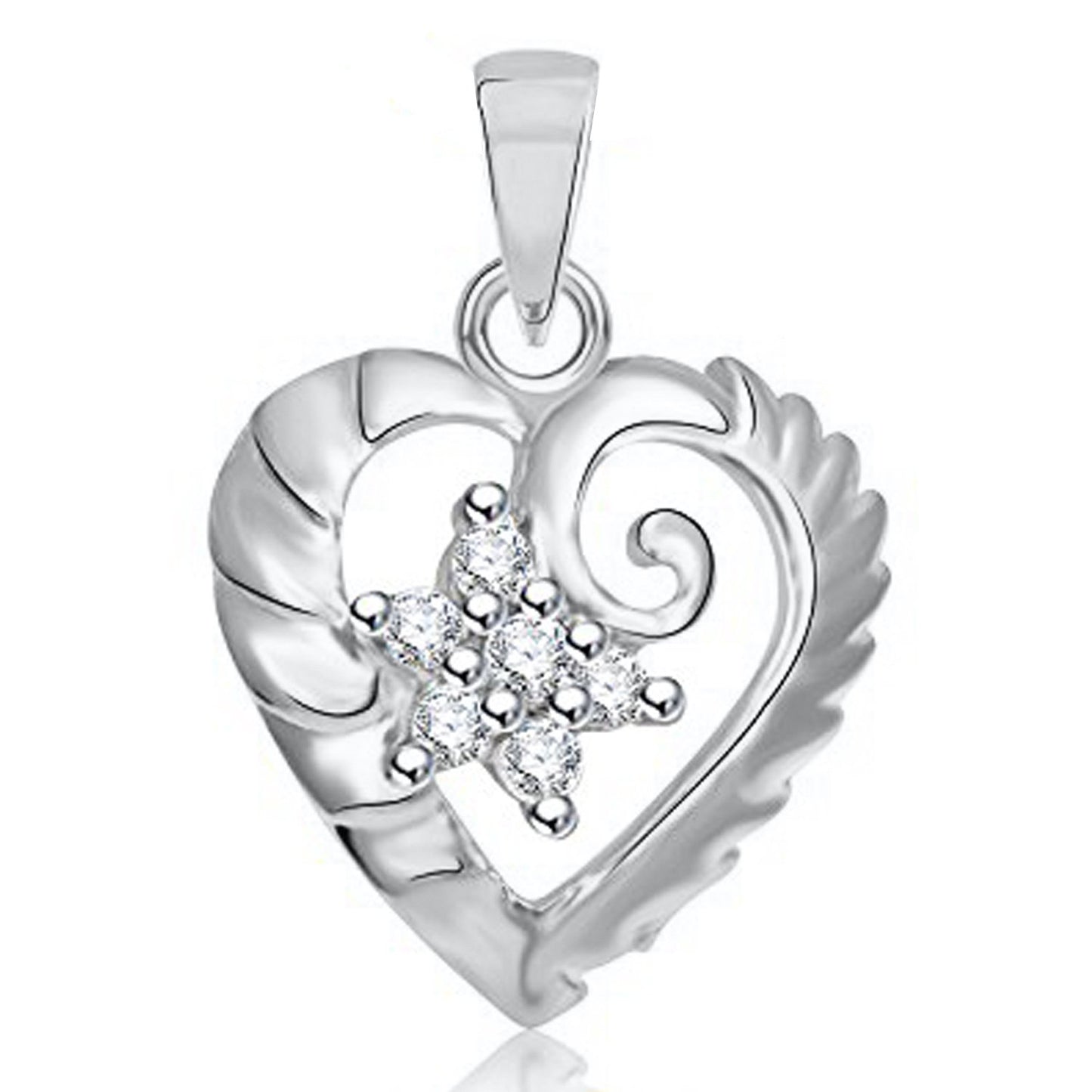 Pure 925 Sterling Silver Pendent Valentine Heart Shape CZ Pendant Locket For Women, Girls & Baby Girls