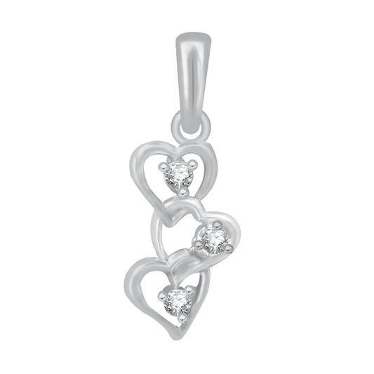 Pure 925 Sterling Silver Pendent Diamond Hearts In Valentine Heart Shape CZ Pendant Locket Gift For Women, Girls & Baby Girls