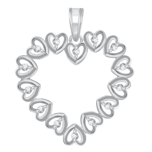 Pure 925 Sterling Silver Pendent Hearts In Valentine Heart Shape CZ Pendant Locket Gift For Women, Girls & Baby Girls