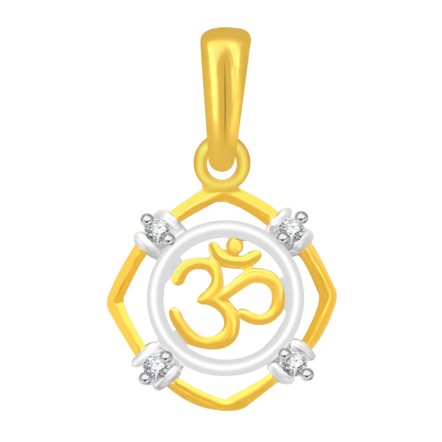 Pure 925 Sterling Silver Om Hindu Religious Symbol Ohm Locket In Cz Aum God Pendant For Man & Women