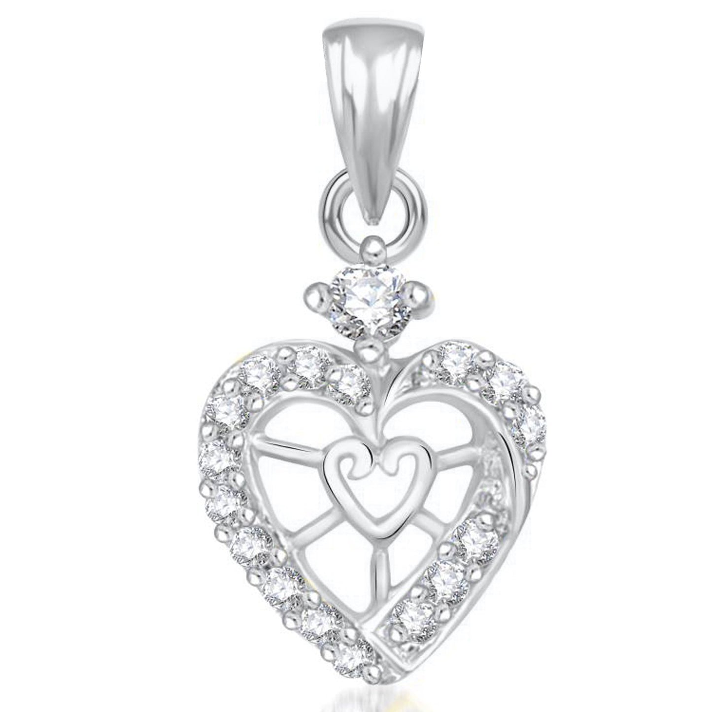 Pure 925 Sterling Silver Pendent Valentine Heart Shape CZ Pendant Locket For Women, Girls & Baby Girls