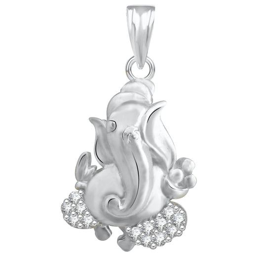 Pure 925 Sterling Silver Ganesha Ganpati Locket In CZ God Pendant For Man & Women Pendent