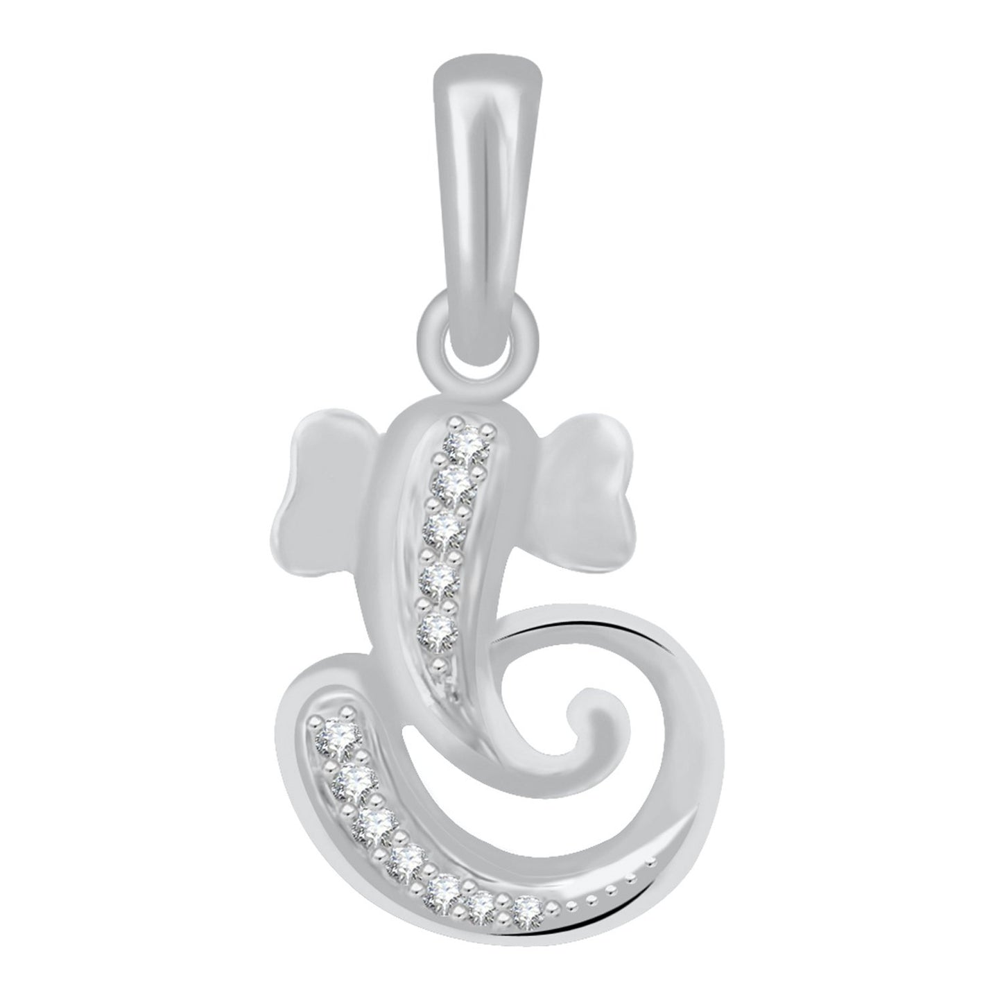 Pure 925 Sterling Silver Om Ganesha Ganpati Locket In CZ God Pendant For Man & Women Pendent