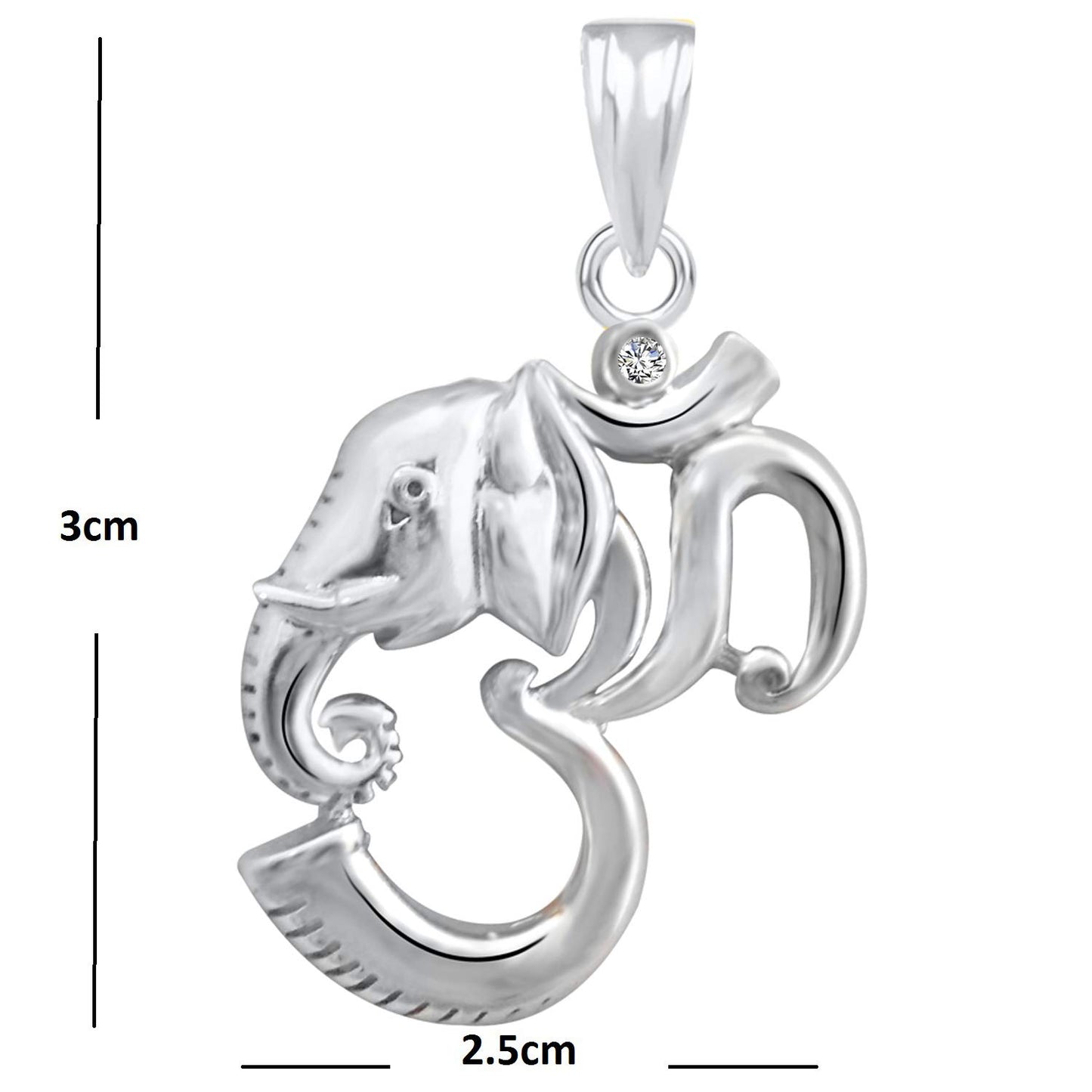 Pure 925 Sterling Silver Ganesha Ganpati Locket In CZ God Pendant For Man & Women Pendent