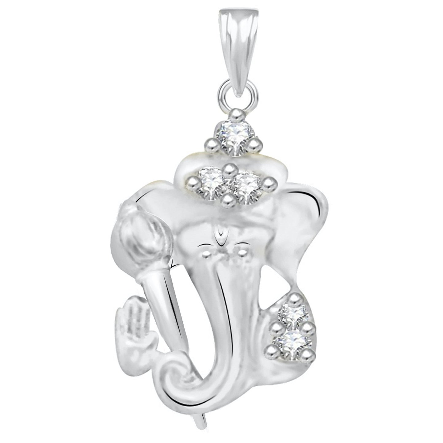 Pure 925 Sterling Silver Ganesha Ganpati Locket CZ God Pendant For Man & Women Pendent