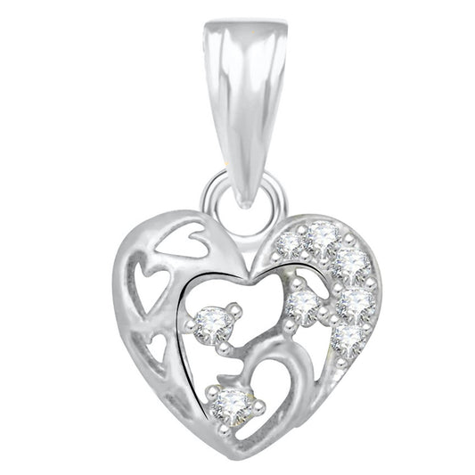 Pure 925 Sterling Silver Pendent Valentine Heart Shape CZ Pendant Locket For Women, Girls & Baby Girls