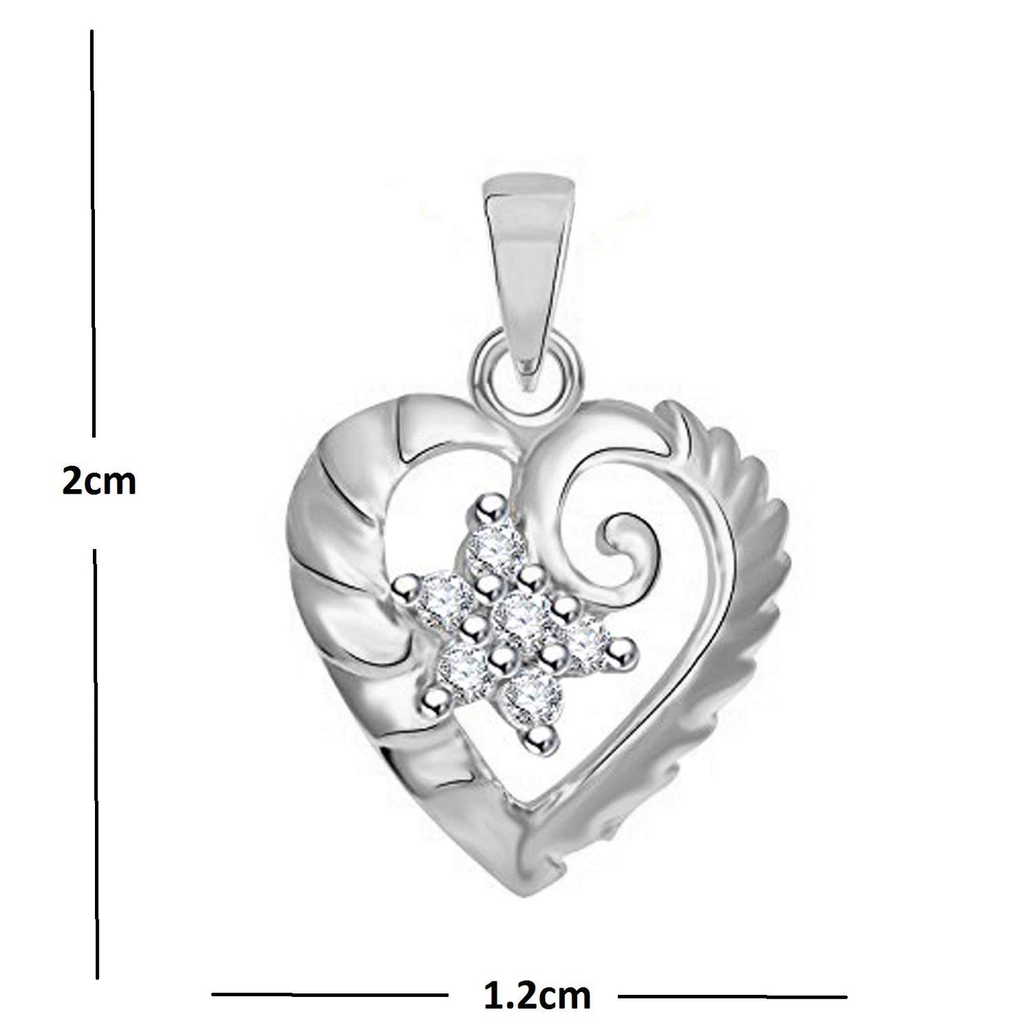 Pure 925 Sterling Silver Pendent Valentine Heart Shape CZ Pendant Locket For Women, Girls & Baby Girls