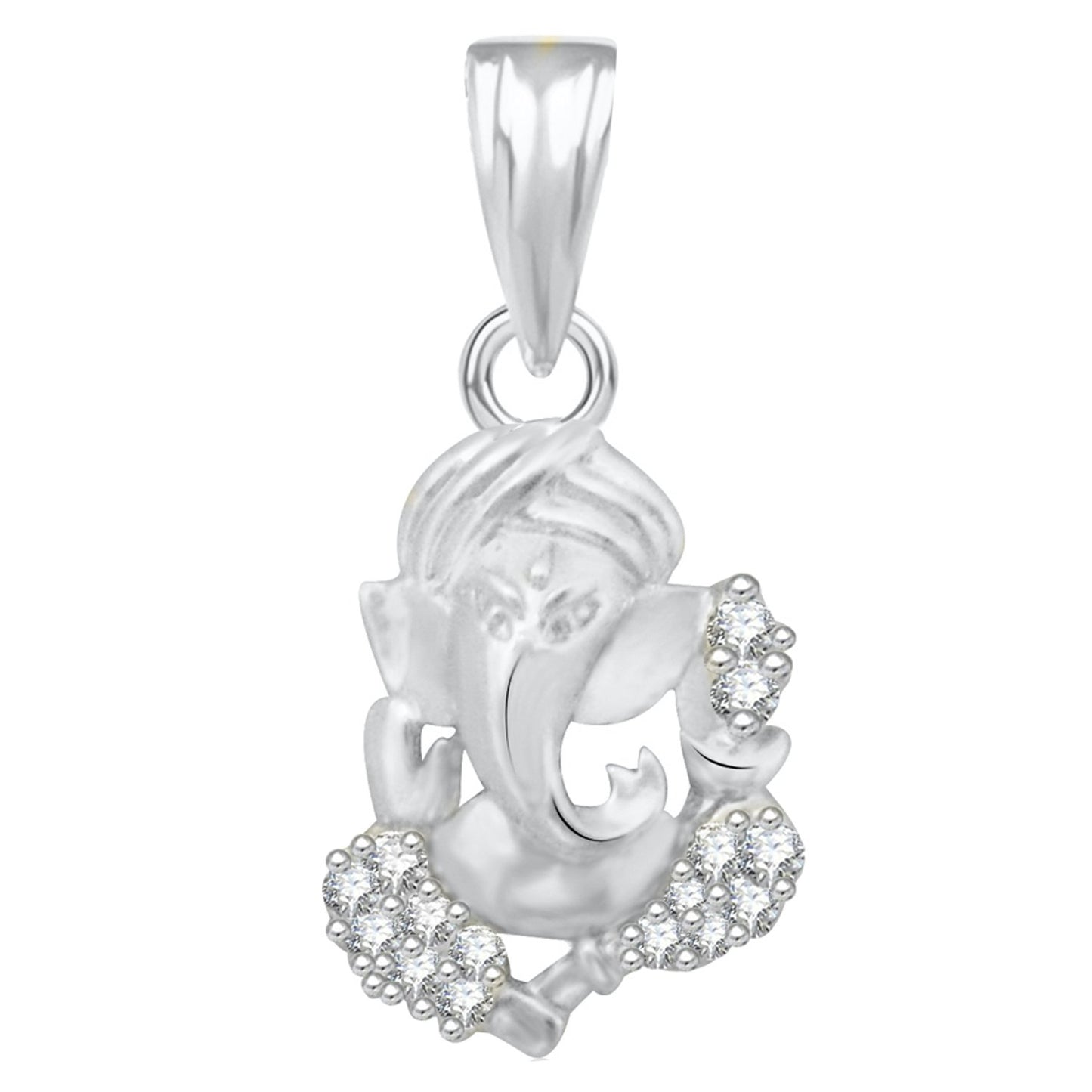 Pure 925 Sterling Silver Ganesha Ganpati Locket In CZ God Pendant For Man & Women Pendent