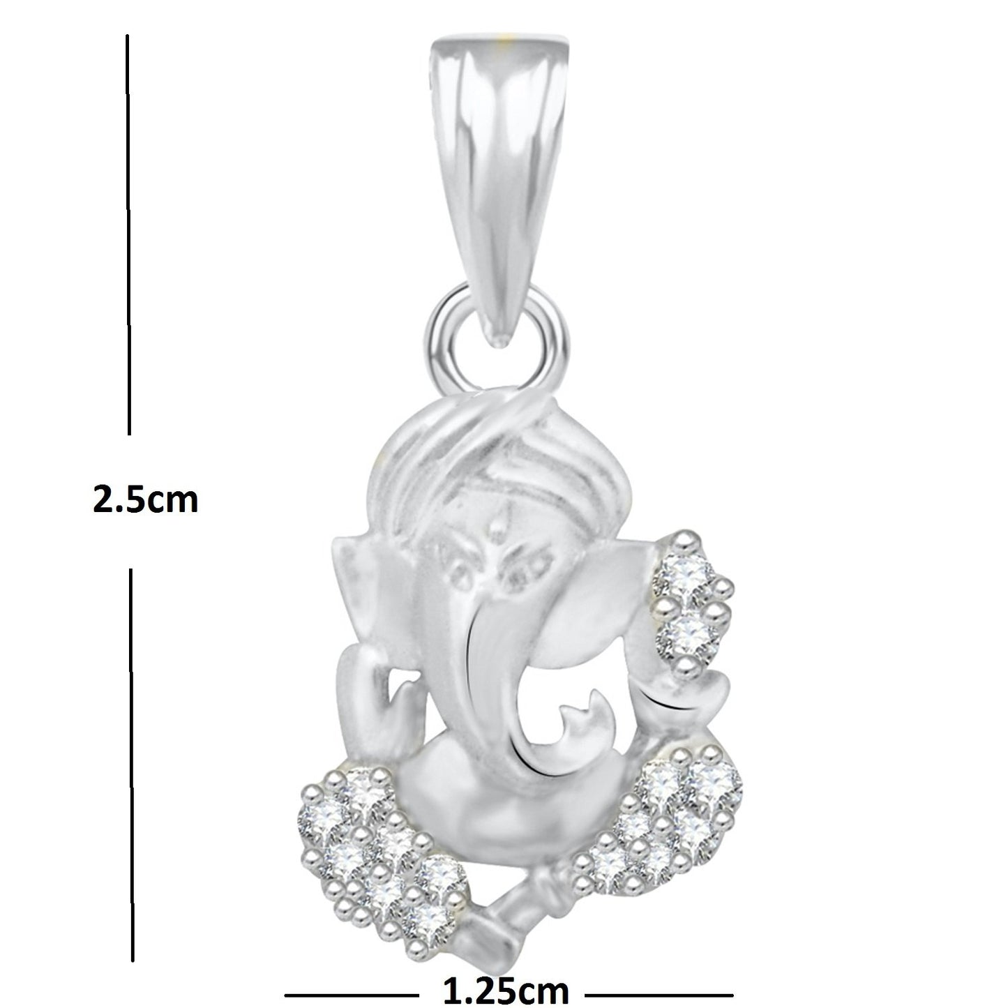 Pure 925 Sterling Silver Ganesha Ganpati Locket In CZ God Pendant For Man & Women Pendent