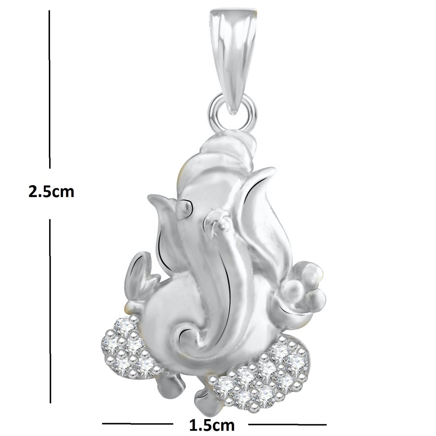 Pure 925 Sterling Silver Ganesha Ganpati Locket In CZ God Pendant For Man & Women Pendent