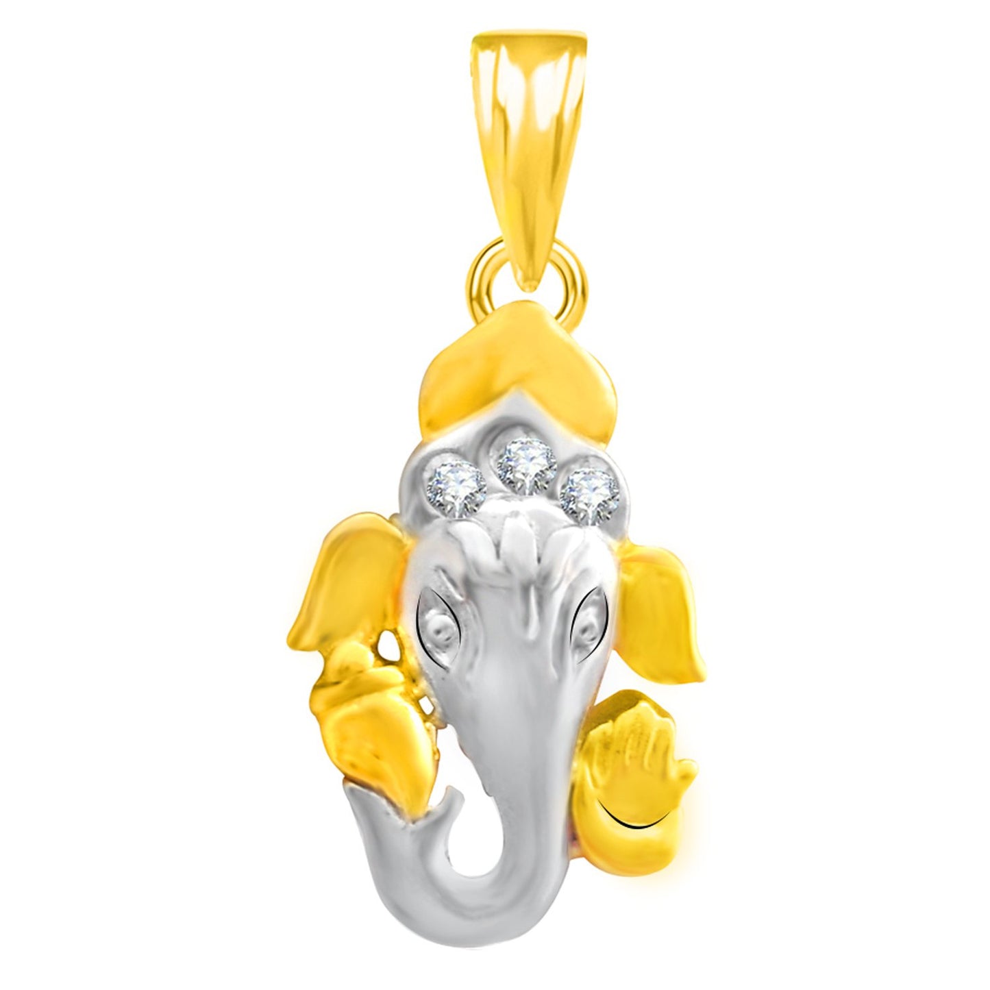 Pure 925 Sterling Silver Ganesha Ganpati Locket In CZ God Pendant For Man & Women Pendent