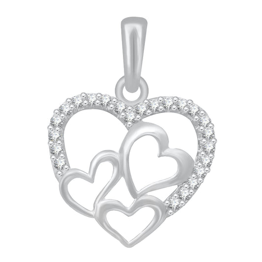 Pure 925 Sterling Silver Pendent Hearts In Valentine Heart Shape CZ Pendant Locket Gift For Women, Girls & Baby Girls