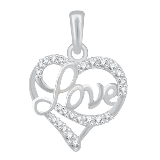 Pure Silver Love Heart Valentines Pendant for Women & Girls