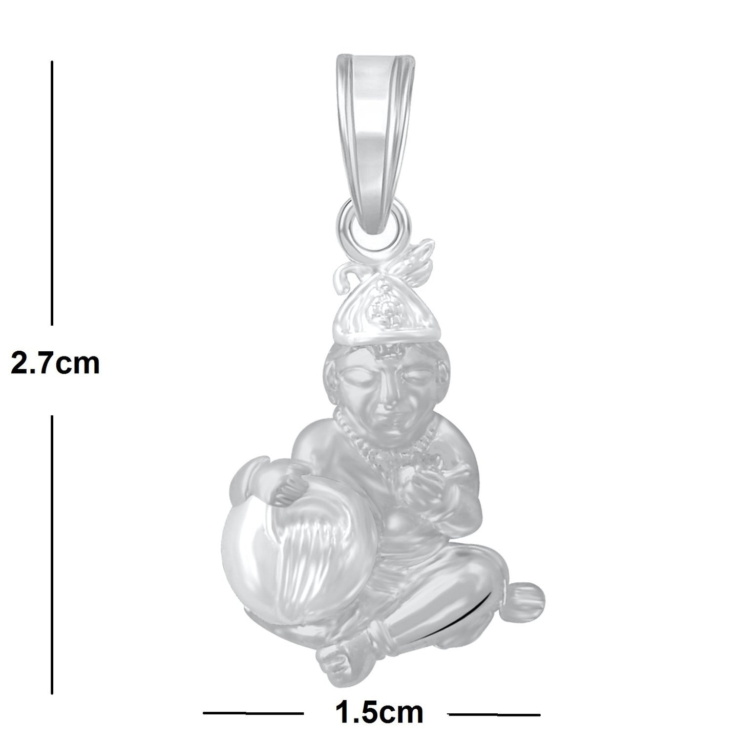 Pure 925 Sterling Silver Makhan Chor Lord Shri Bal Krishna Pendent Locket In Bhagwan God Pendant For Man & Women