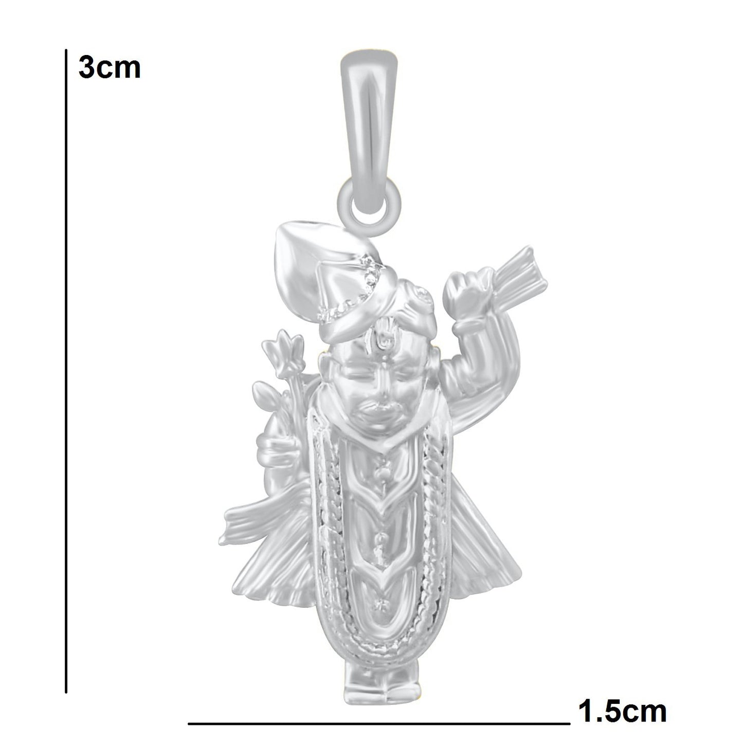 Pure 925 Sterling Silver Jai Shrinathji Nathdwara Pendent Locket In Cz God Pendant For Man & Women