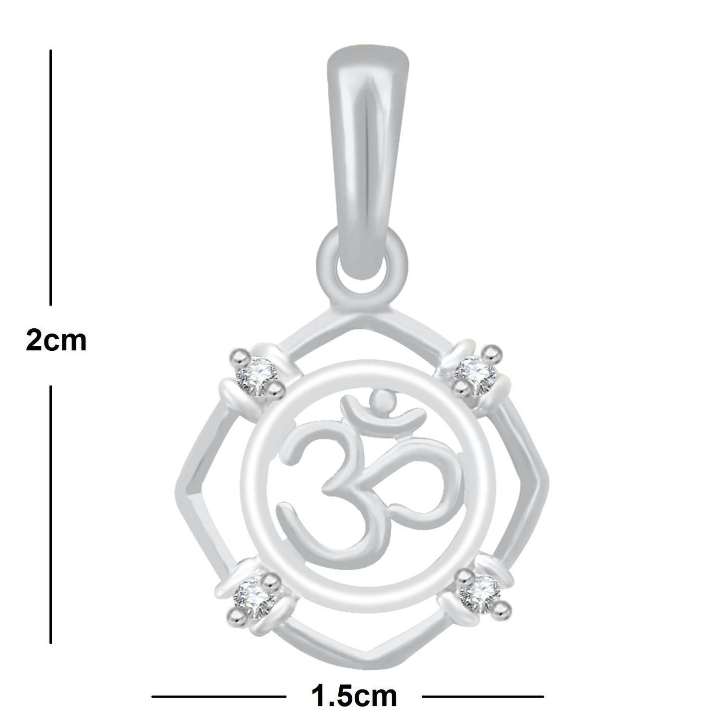 Pure 925 Sterling Silver Om Hindu Religious Symbol Ohm Locket In Cz Aum God Pendant For Man & Women