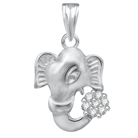 Pure 925 Sterling Silver Ganesha Ganpati Locket CZ God Pendant For Man & Women Pendent