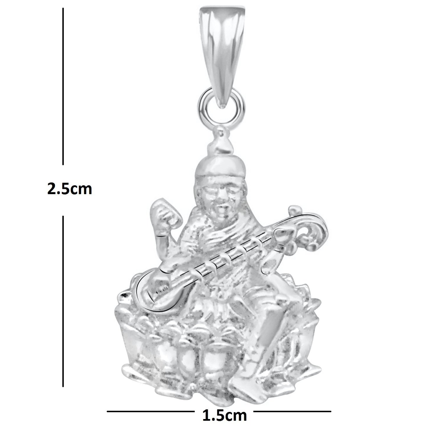 Pure 925 Sterling Silver Goddess Saraswati In God Pendant For Man Woman Boys Girls